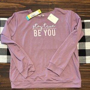 Stay True Be you xl Purple Graphic Sweatshirt crown of hearts new